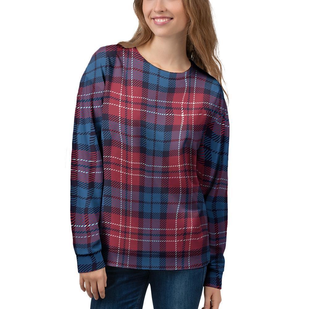 Red And Blue Plaid Tartan Women's Sweatshirt-grizzshop