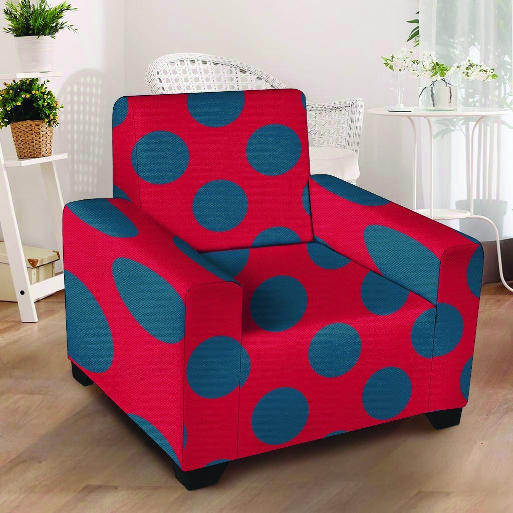 Red And Blue Polka Dot Armchair Cover-grizzshop