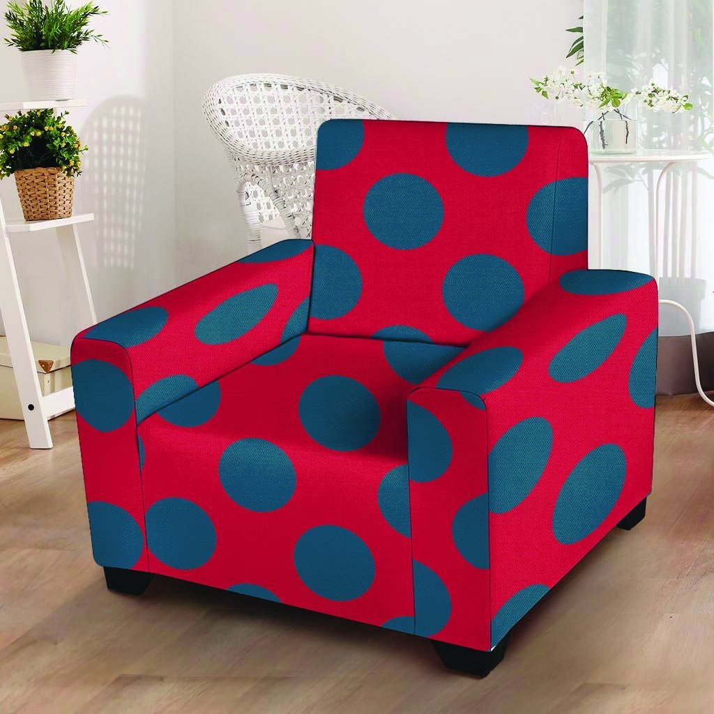 Red And Blue Polka Dot Armchair Cover-grizzshop