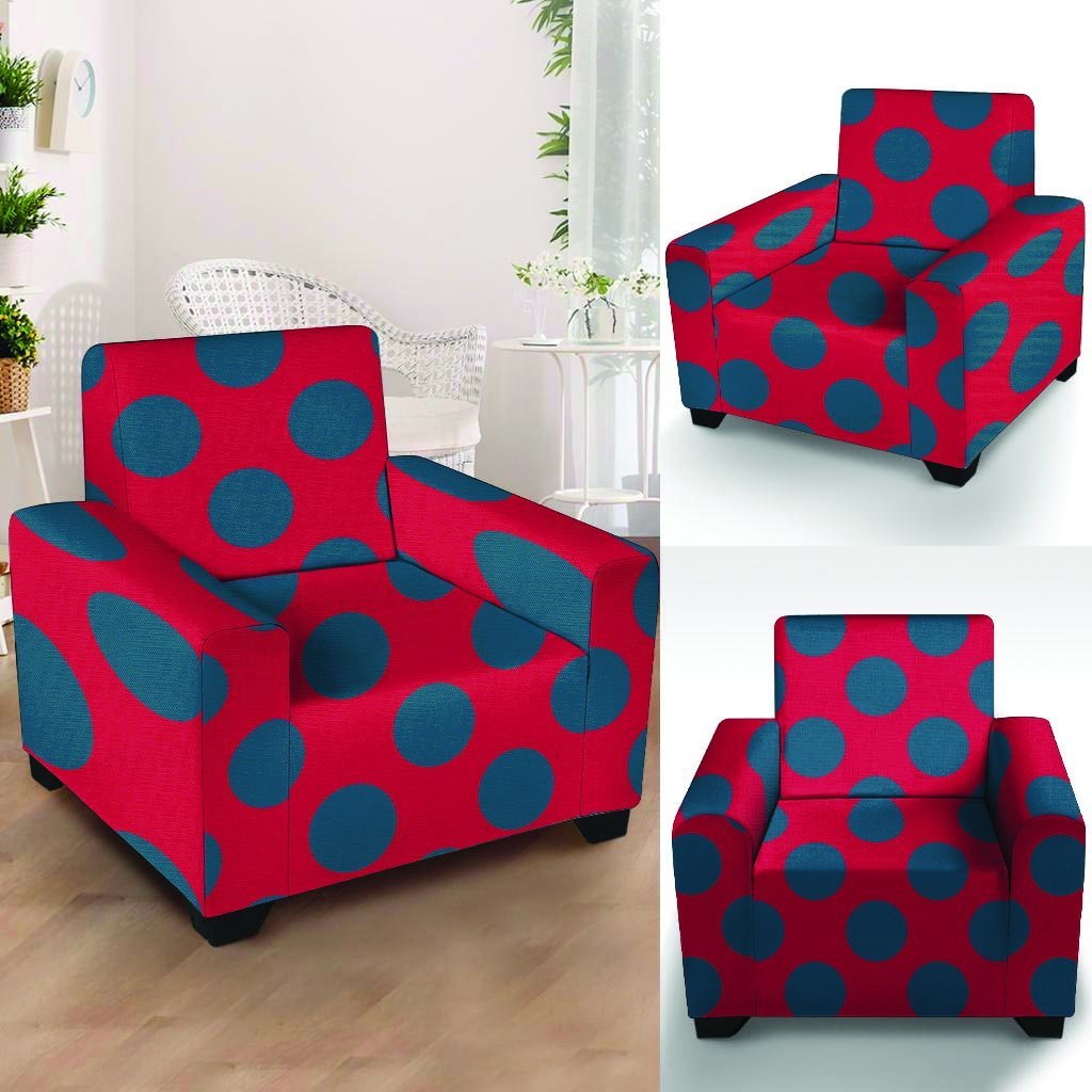 Red And Blue Polka Dot Armchair Cover-grizzshop