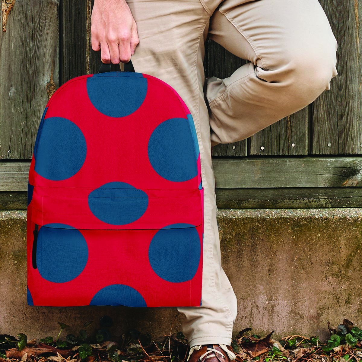 Red And Blue Polka Dot Backpack-grizzshop