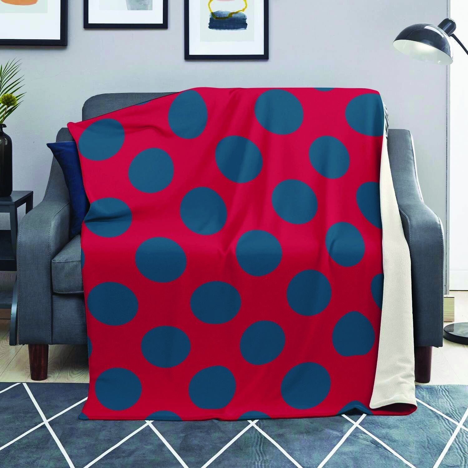 Red And Blue Polka Dot Blanket-grizzshop