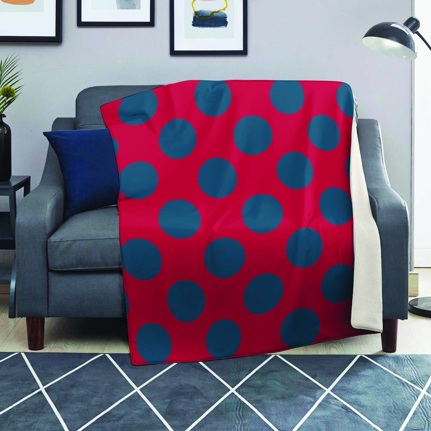 Red And Blue Polka Dot Blanket-grizzshop