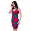 Red And Blue Polka Dot Bodycon Dress-grizzshop