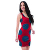 Red And Blue Polka Dot Bodycon Dress-grizzshop