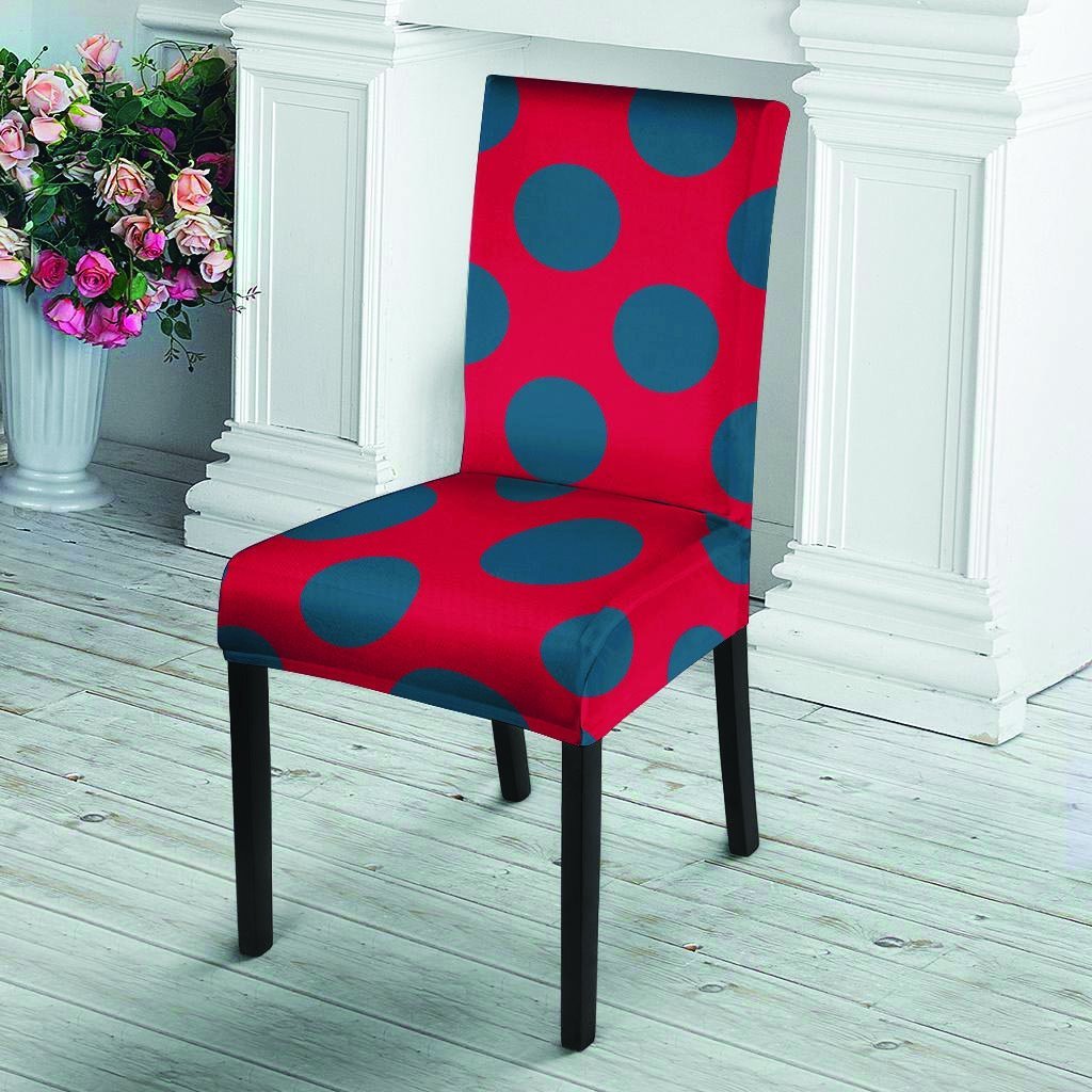 Red And Blue Polka Dot Chair Cover-grizzshop