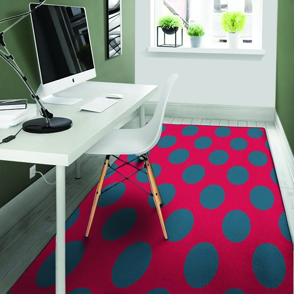 Red And Blue Polka Dot Floor Mat-grizzshop