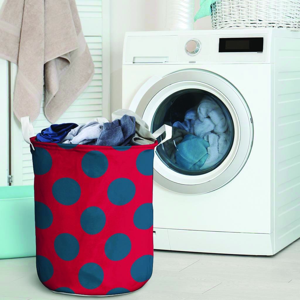 Red And Blue Polka Dot Laundry Basket-grizzshop