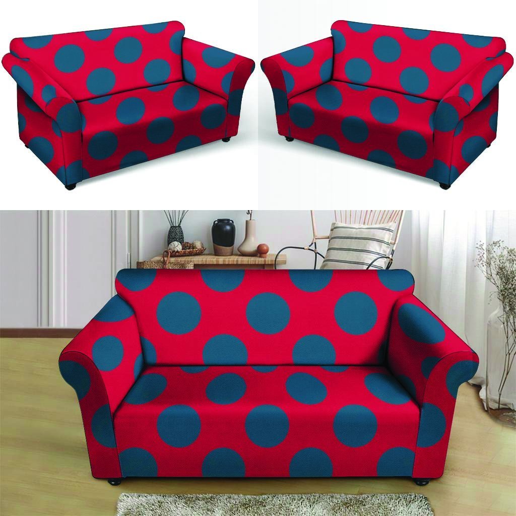 Red And Blue Polka Dot Loveseat Cover-grizzshop