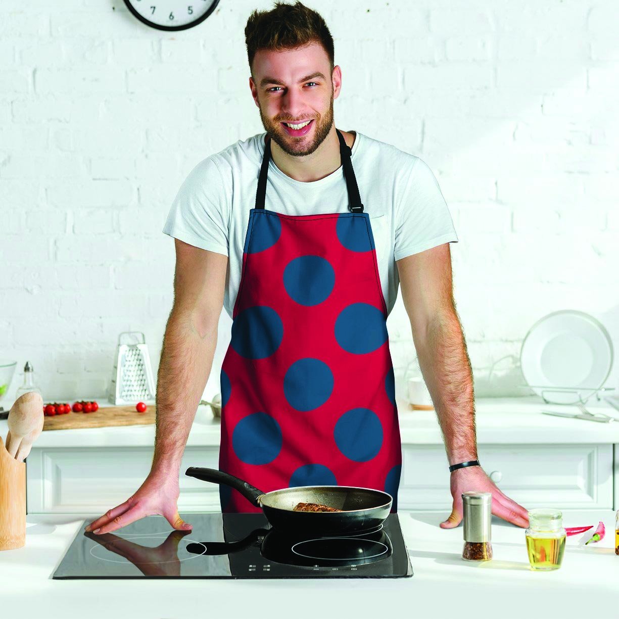 Red And Blue Polka Dot Men's Apron-grizzshop