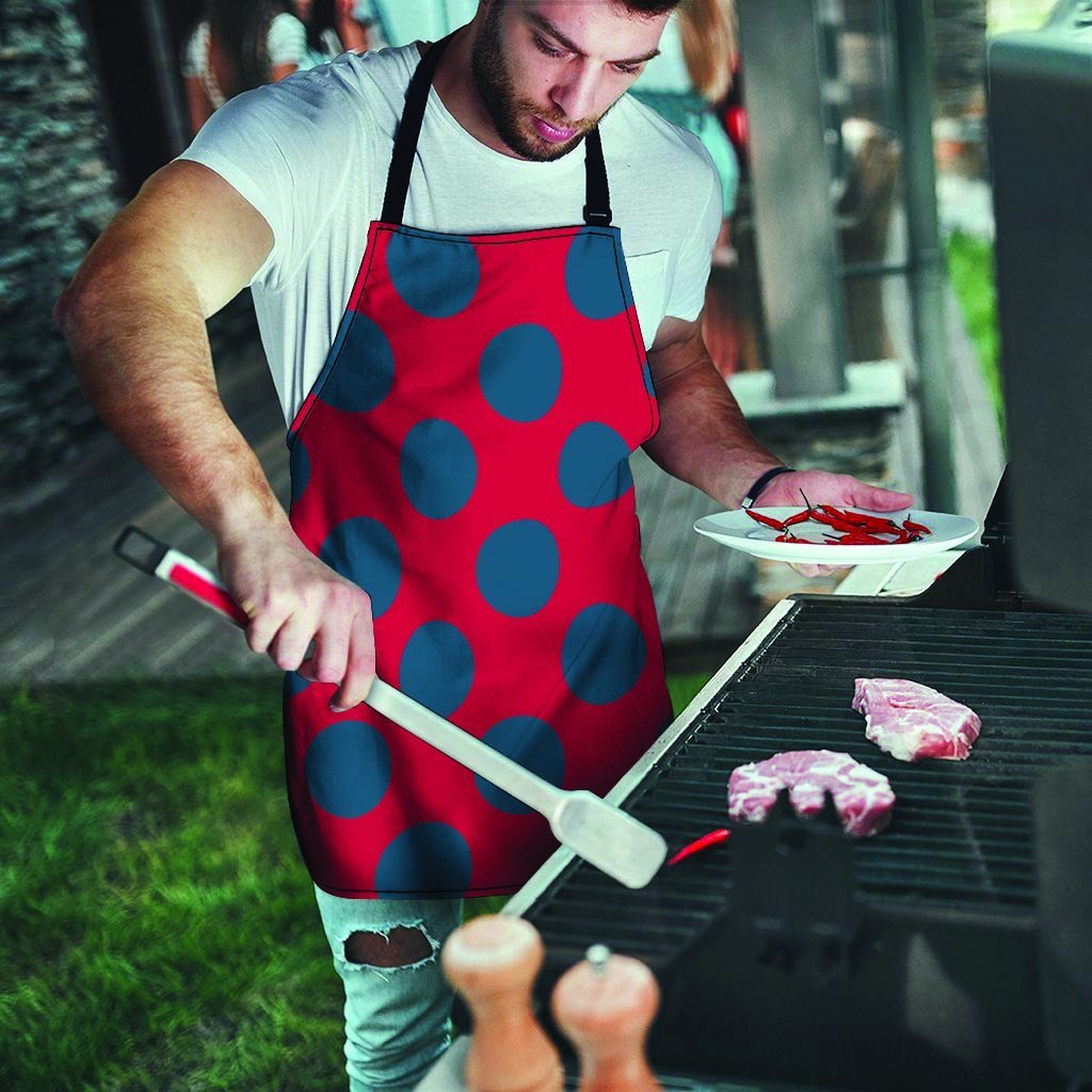 Red And Blue Polka Dot Men's Apron-grizzshop