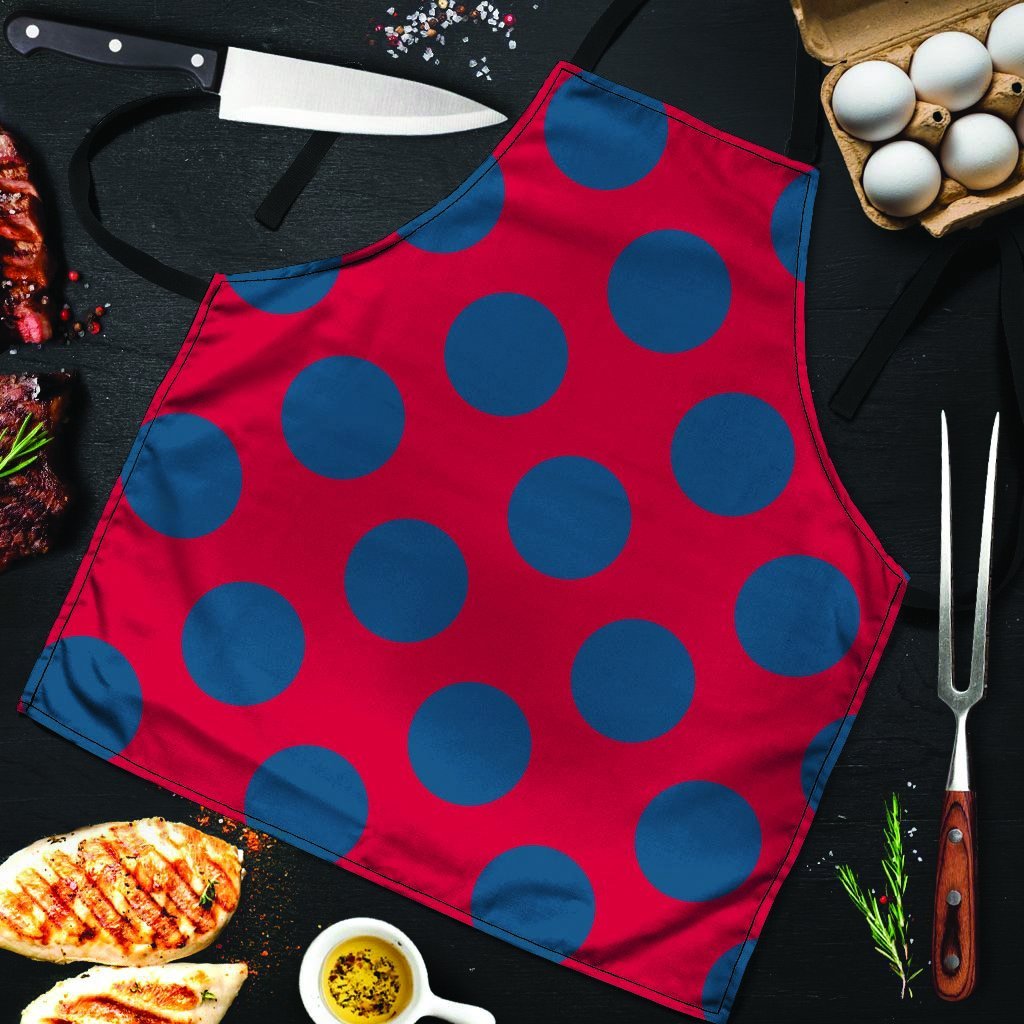 Red And Blue Polka Dot Men's Apron-grizzshop