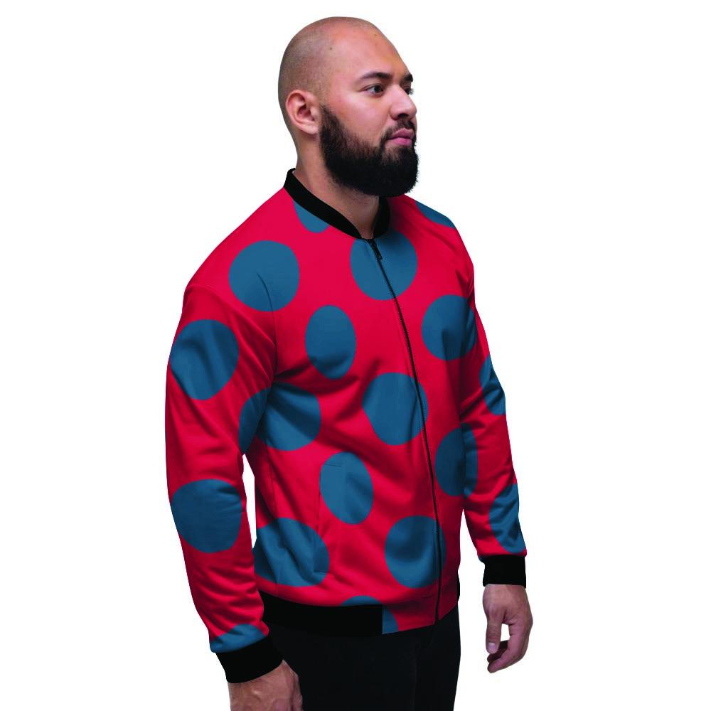 Red And Blue Polka Dot Men's Bomber Jacket-grizzshop