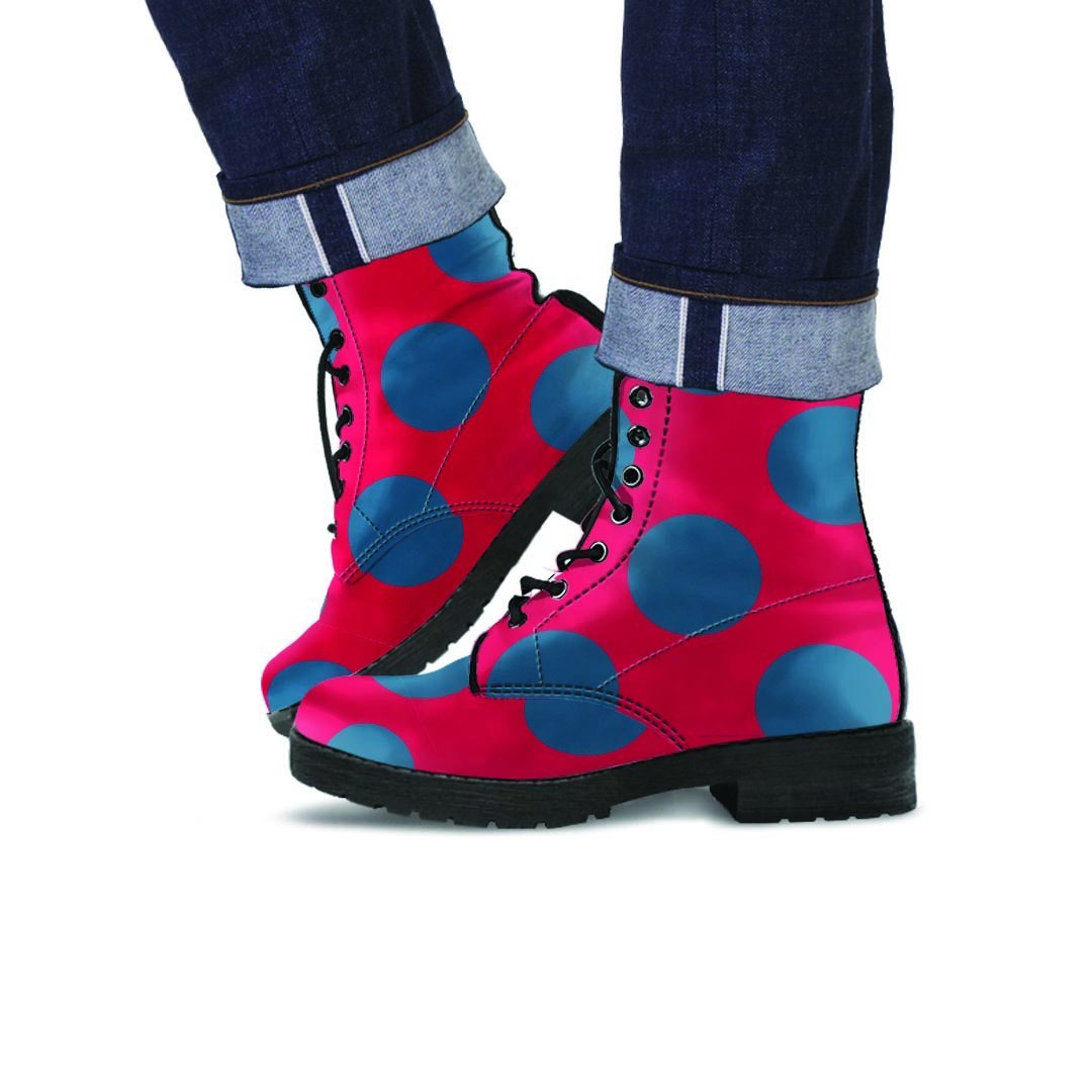 Red And Blue Polka Dot Men's Boots-grizzshop