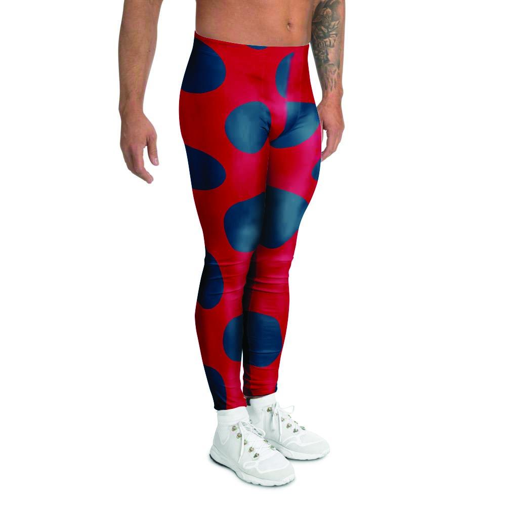 Red And Blue Polka Dot Men's Leggings-grizzshop