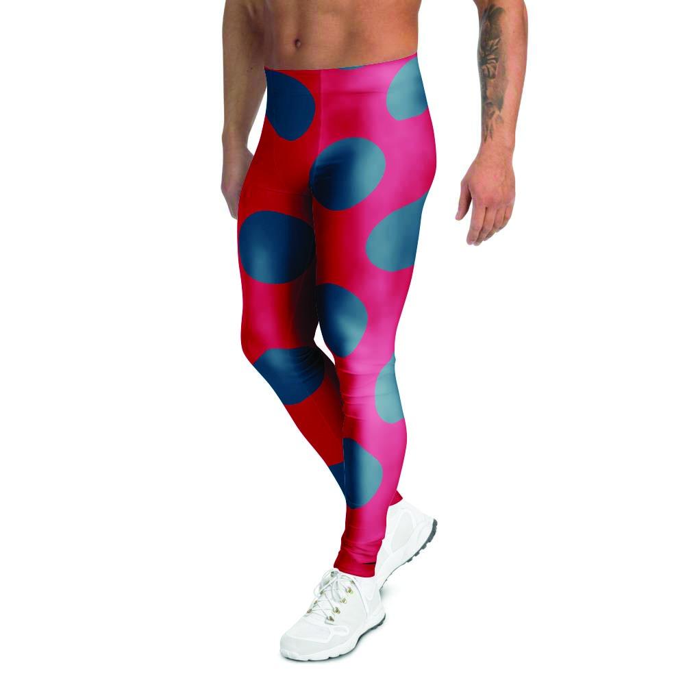 Red And Blue Polka Dot Men's Leggings-grizzshop