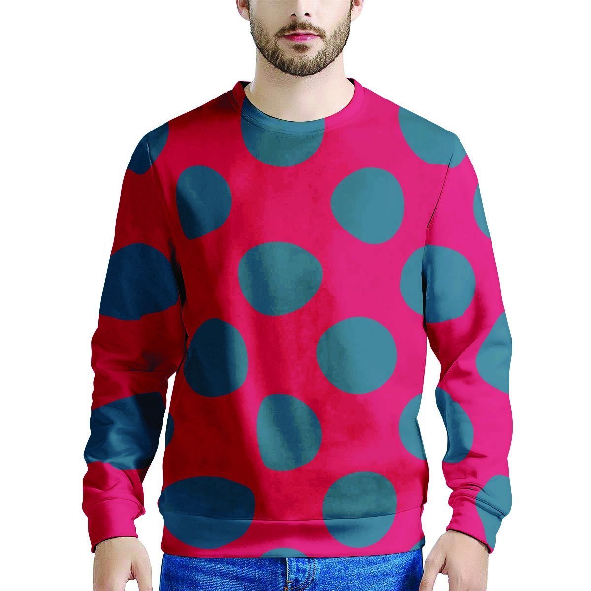 Red And Blue Polka Dot Men's Sweatshirt-grizzshop