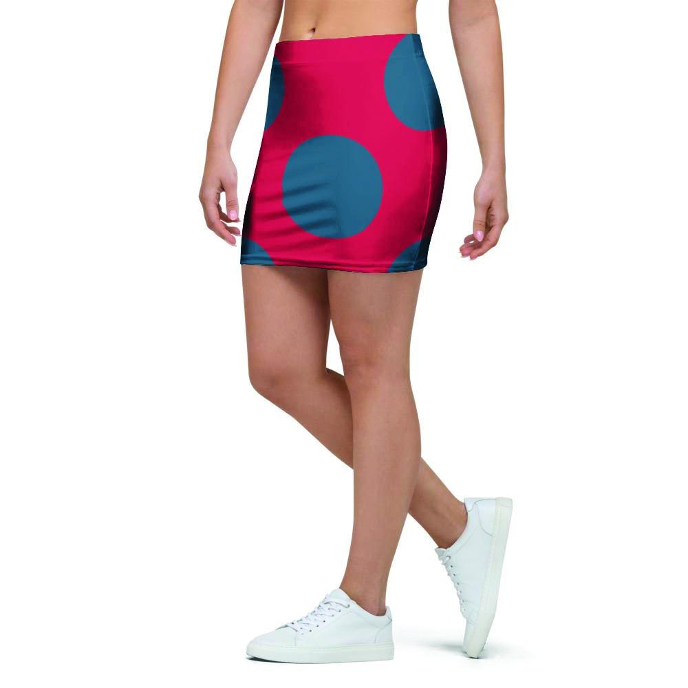 Red And Blue Polka Dot Mini Skirt-grizzshop