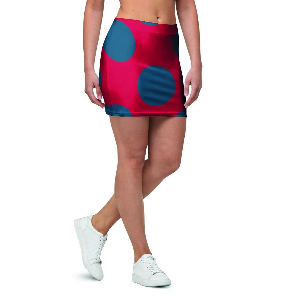 Red And Blue Polka Dot Mini Skirt-grizzshop