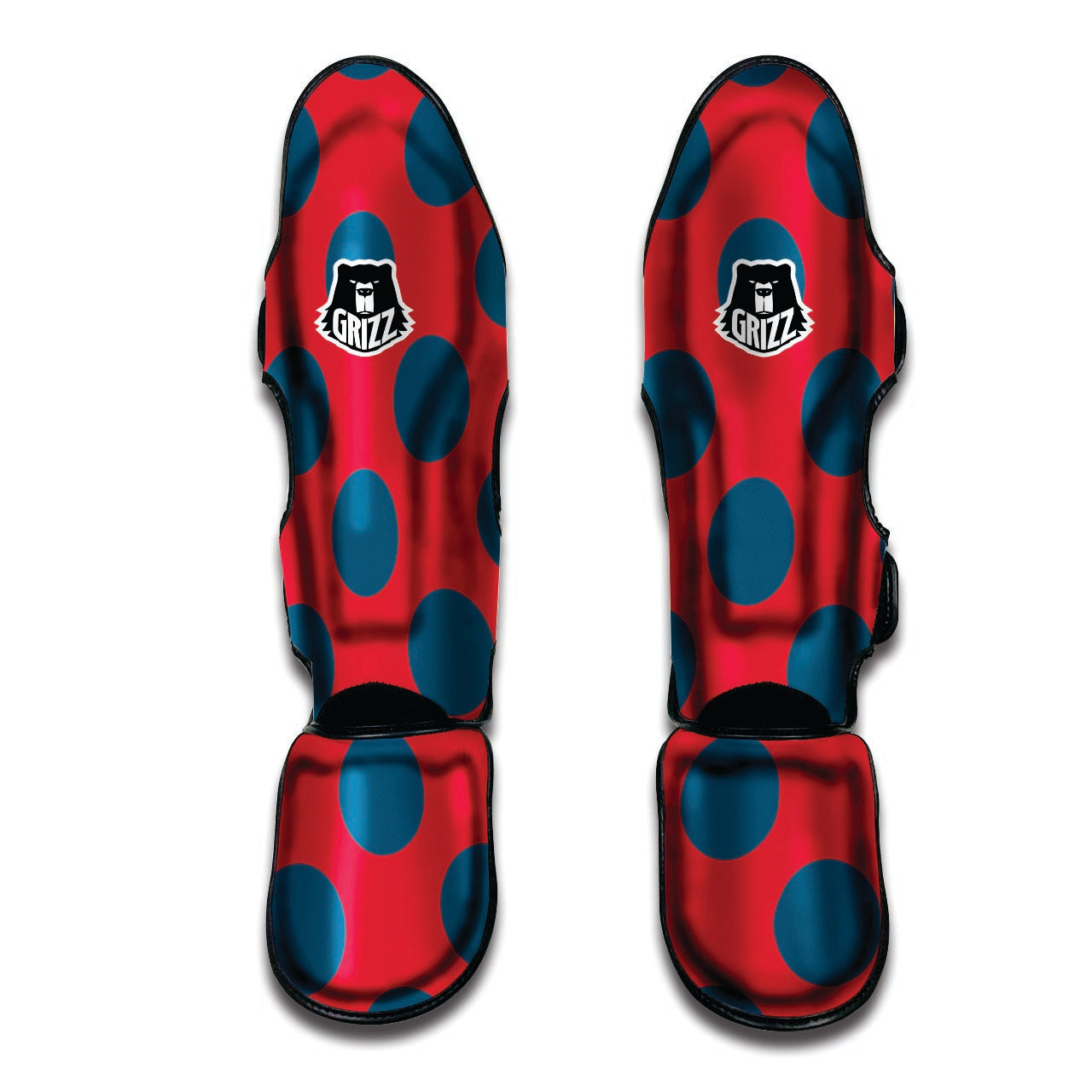 Red And Blue Polka Dot Muay Thai Shin Guard-grizzshop