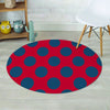 Red And Blue Polka Dot Round Rug-grizzshop