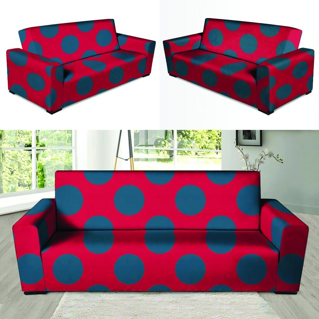 Red And Blue Polka Dot Sofa Cover-grizzshop