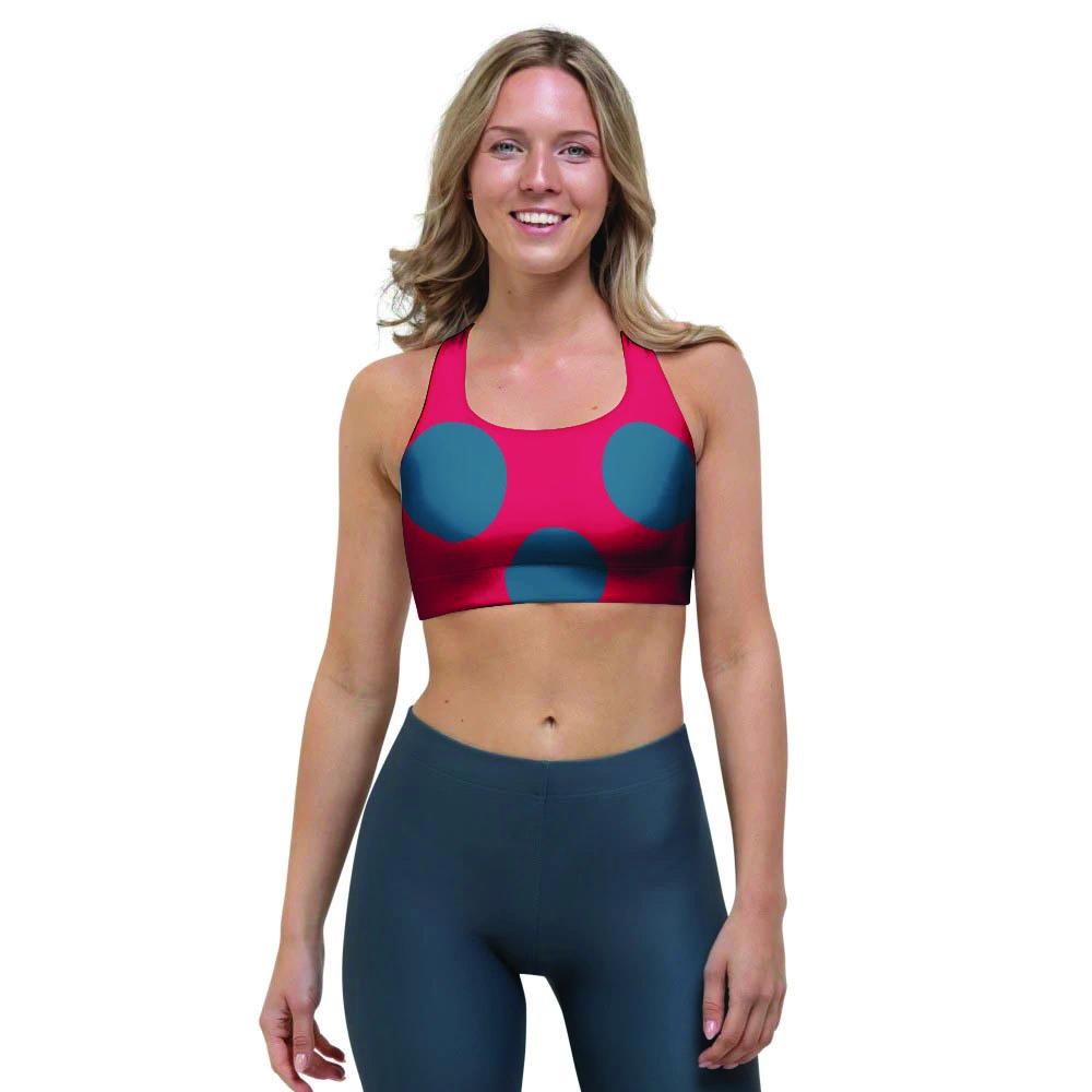 Red And Blue Polka Dot Sports Bra-grizzshop