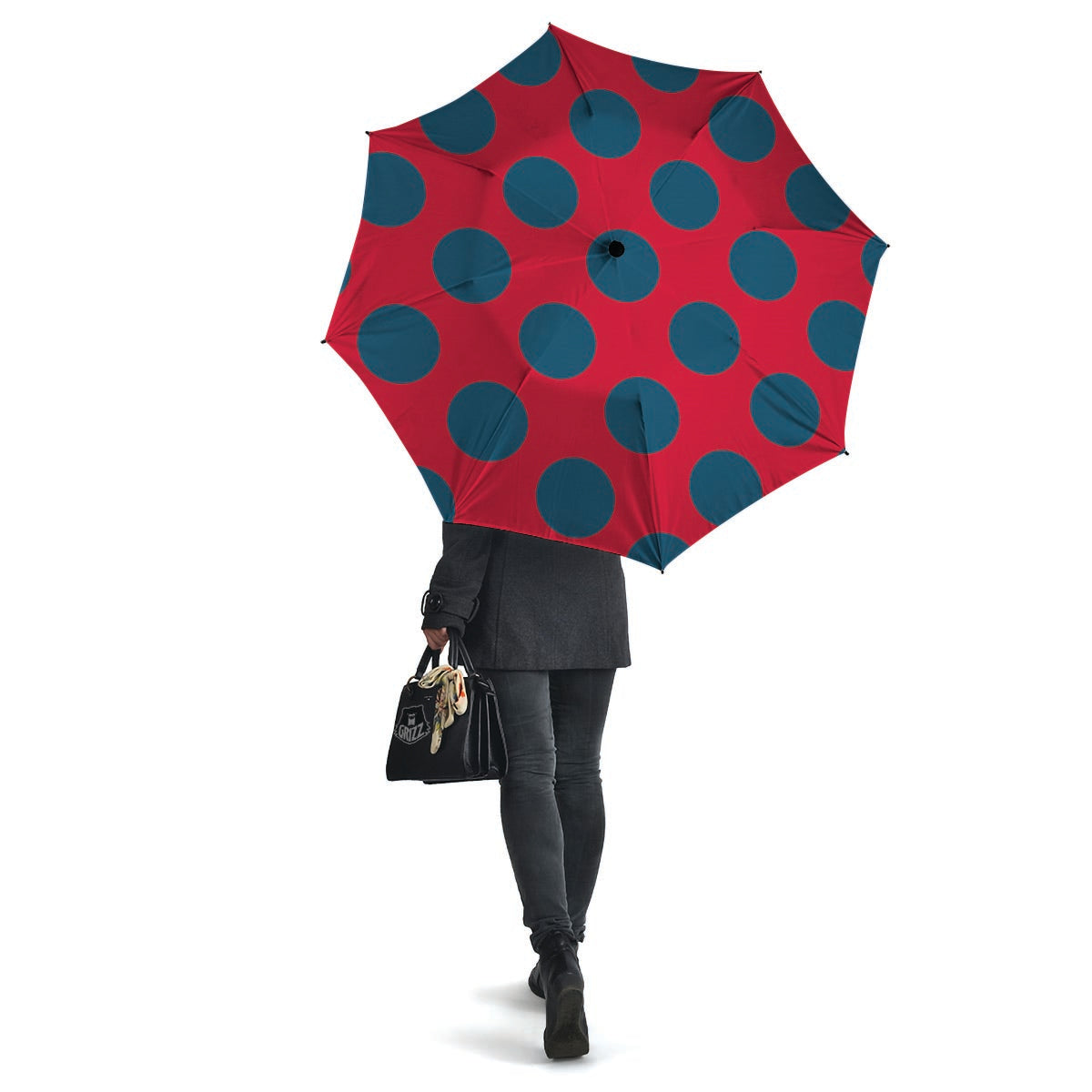 Red And Blue Polka Dot Umbrella-grizzshop