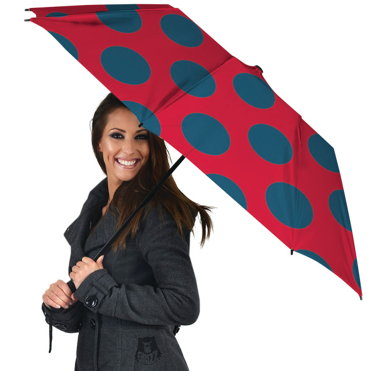 Red And Blue Polka Dot Umbrella-grizzshop