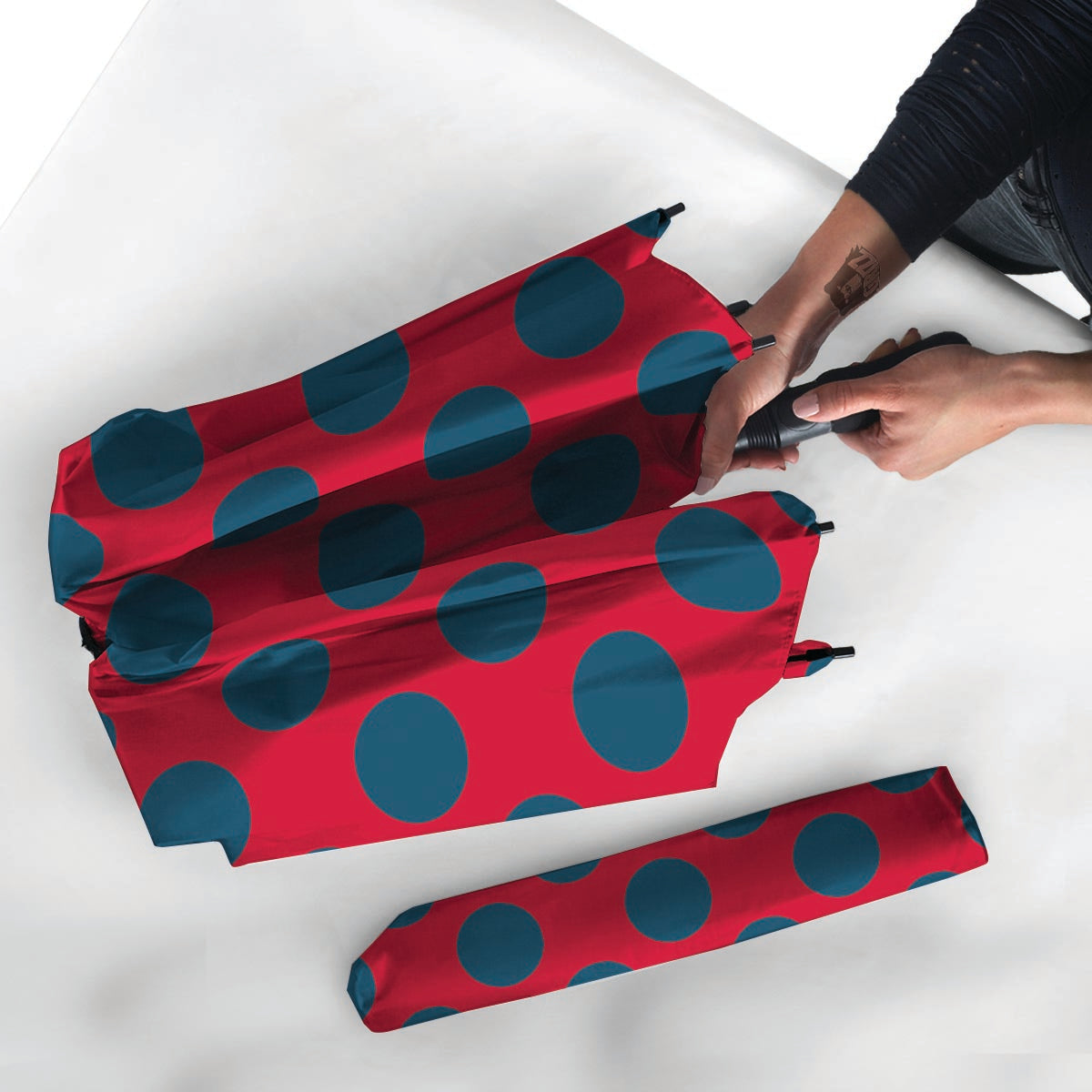 Red And Blue Polka Dot Umbrella-grizzshop