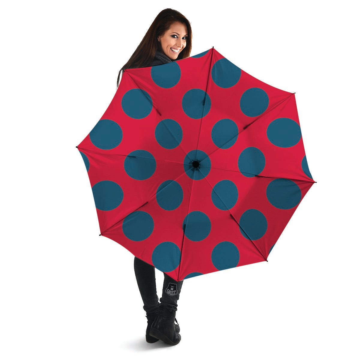 Red And Blue Polka Dot Umbrella-grizzshop