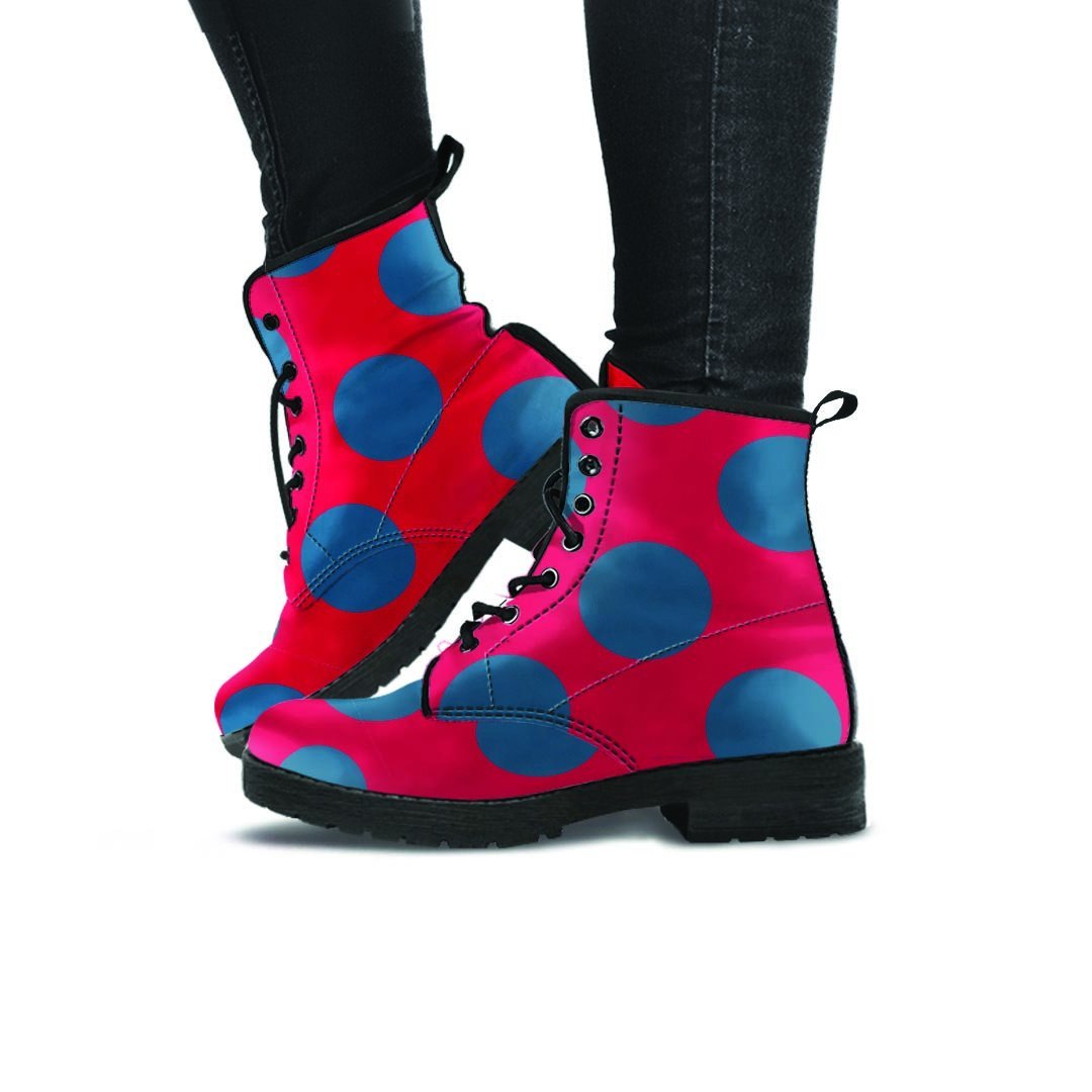 Red And Blue Polka Dot Women's Boots-grizzshop