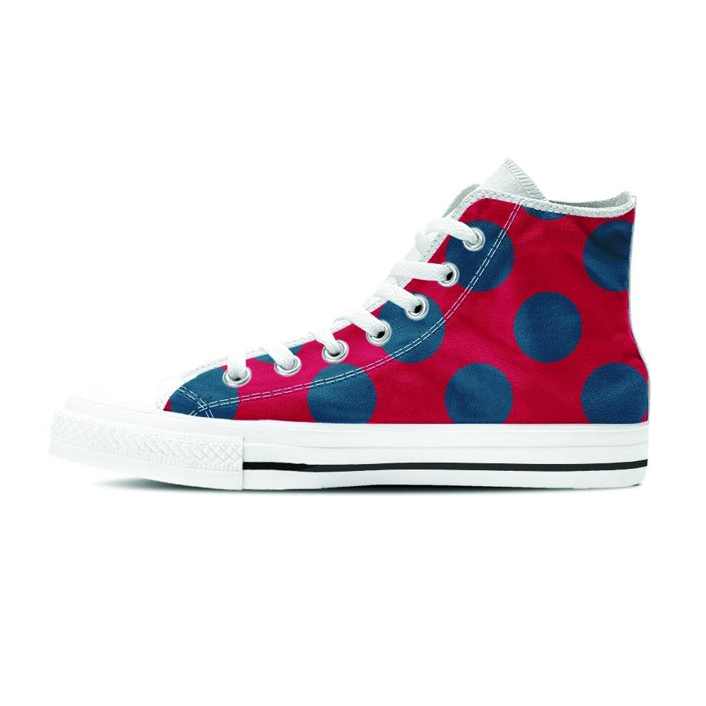 Red And Blue Polka Dot Women's High Top Shoes-grizzshop