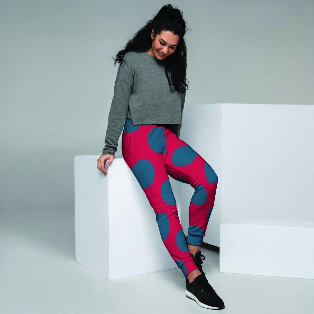 Red And Blue Polka Dot Women's Joggers-grizzshop