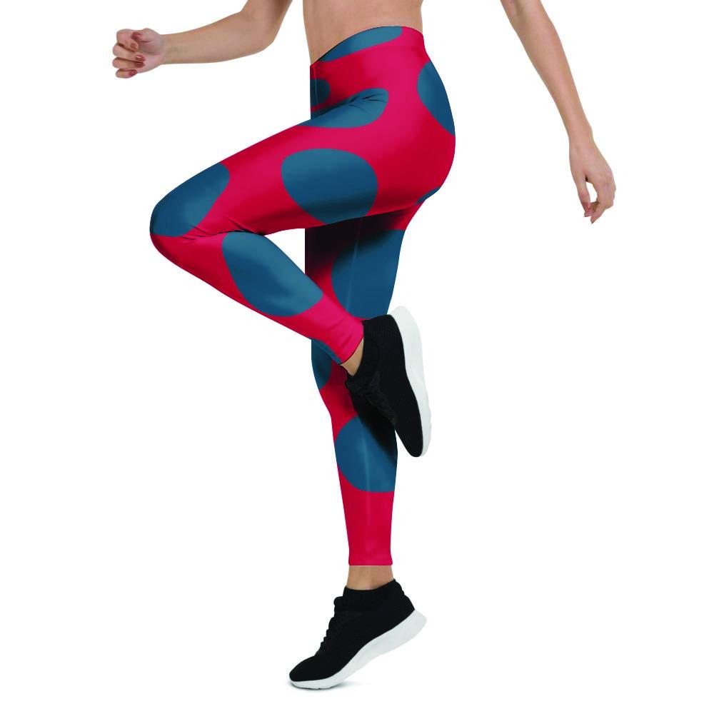 Red And Blue Polka Dot Women's Leggings-grizzshop