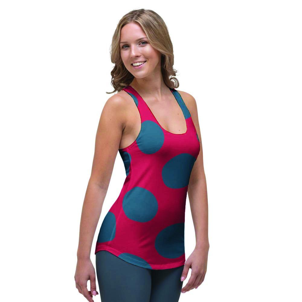 Red And Blue Polka Dot Women's Racerback Tank Top-grizzshop