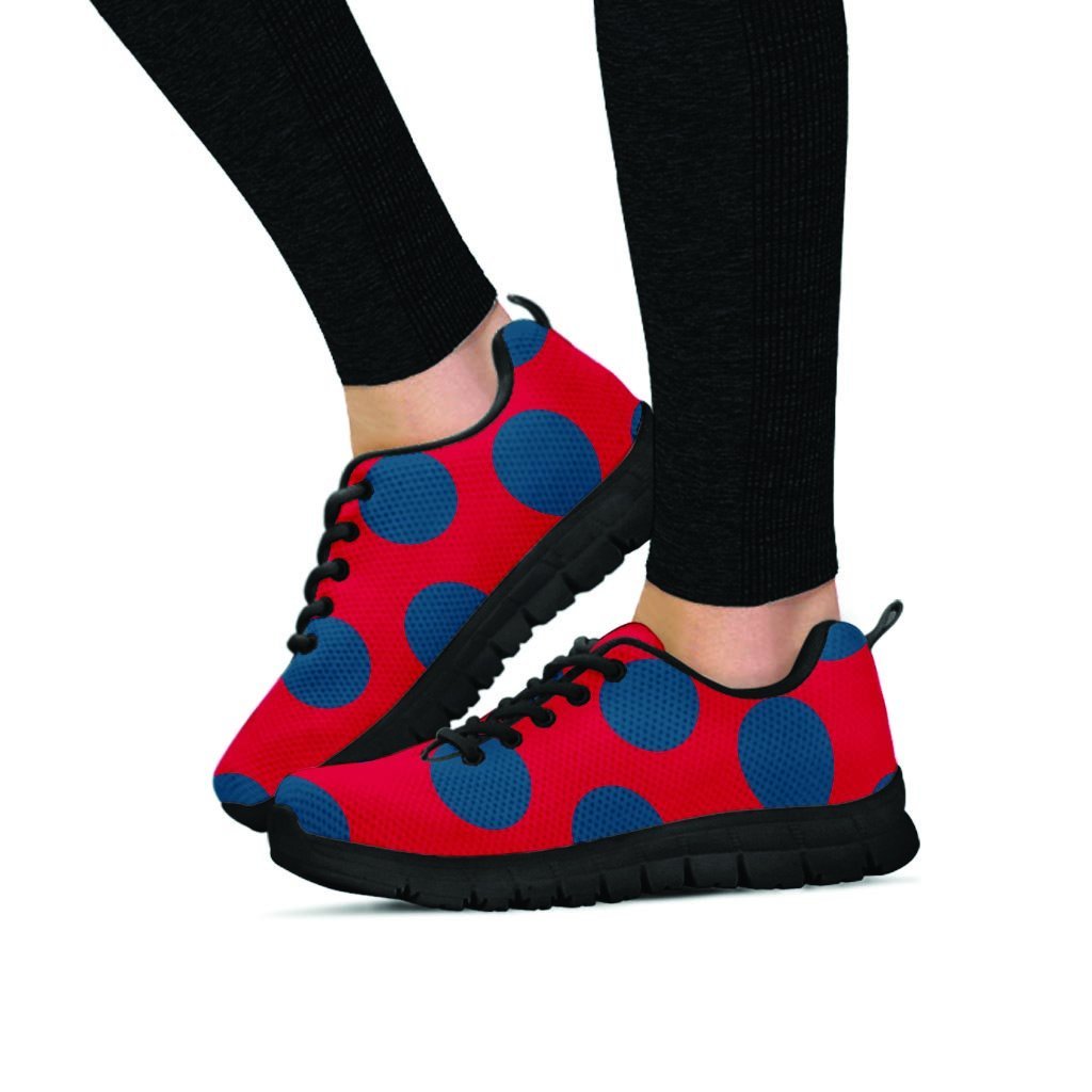 Red And Blue Polka Dot Women's Sneakers-grizzshop