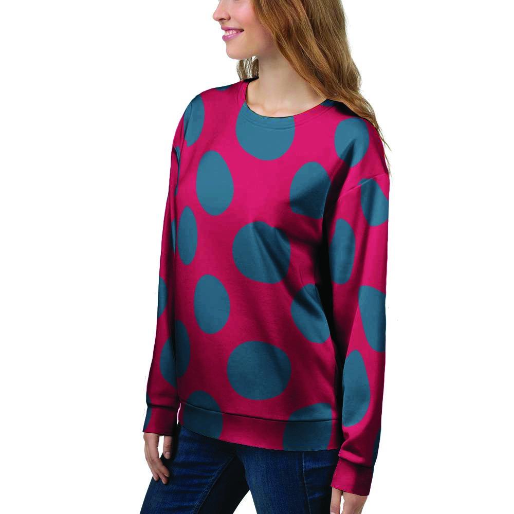 Red And Blue Polka Dot Women's Sweatshirt-grizzshop