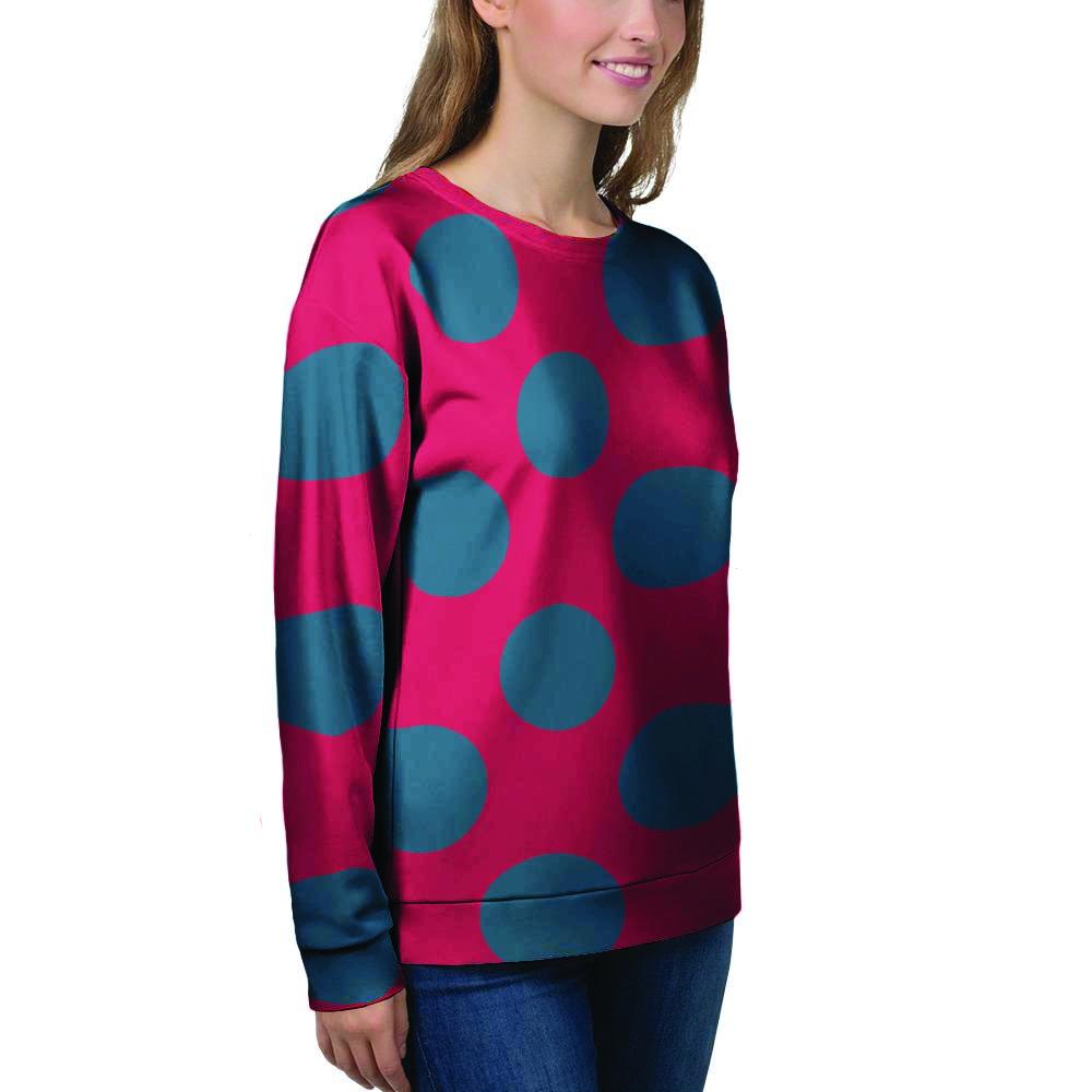 Red And Blue Polka Dot Women's Sweatshirt-grizzshop