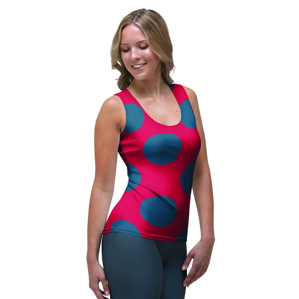 Red And Blue Polka Dot Women's Tank Top-grizzshop