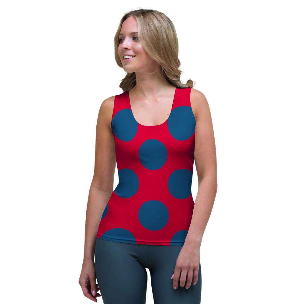 Red And Blue Polka Dot Women's Tank Top-grizzshop