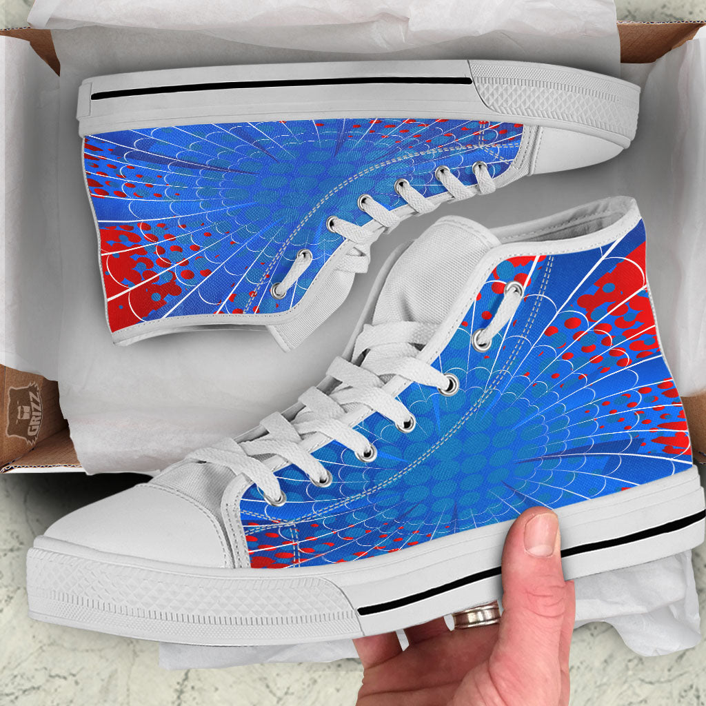 Red And Blue Spider Web Cartoon Print White High Top Shoes-grizzshop