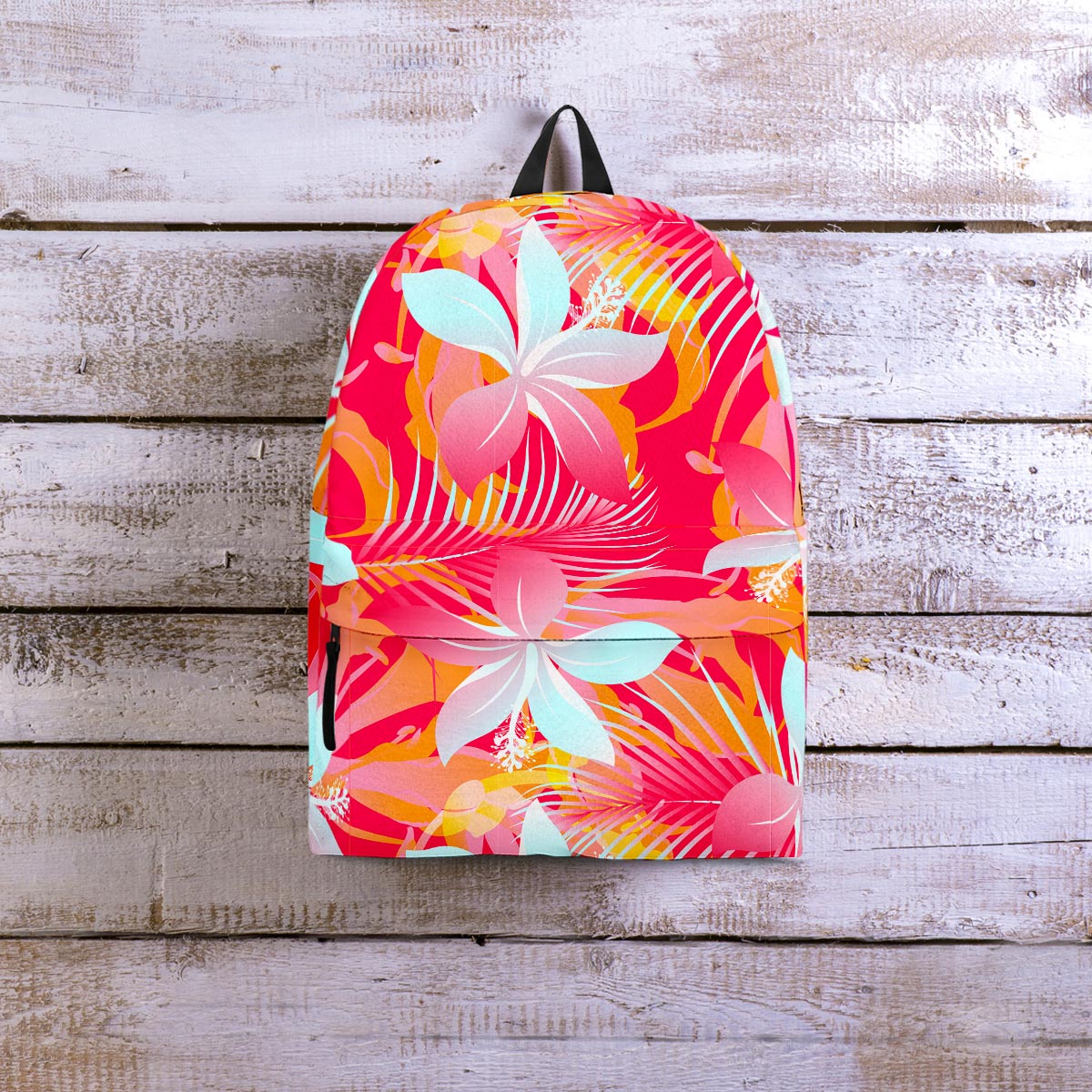 Red And Orange Hibiscus Hawaiian Print Backpack-grizzshop