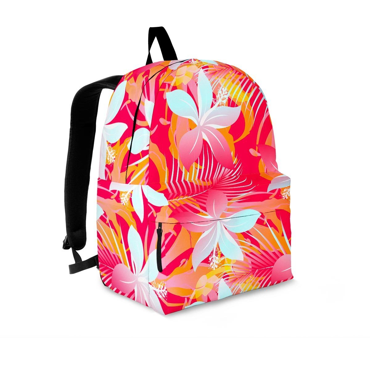 Red And Orange Hibiscus Hawaiian Print Backpack-grizzshop