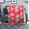 Red And Orange Hibiscus Hawaiian Print Blanket-grizzshop