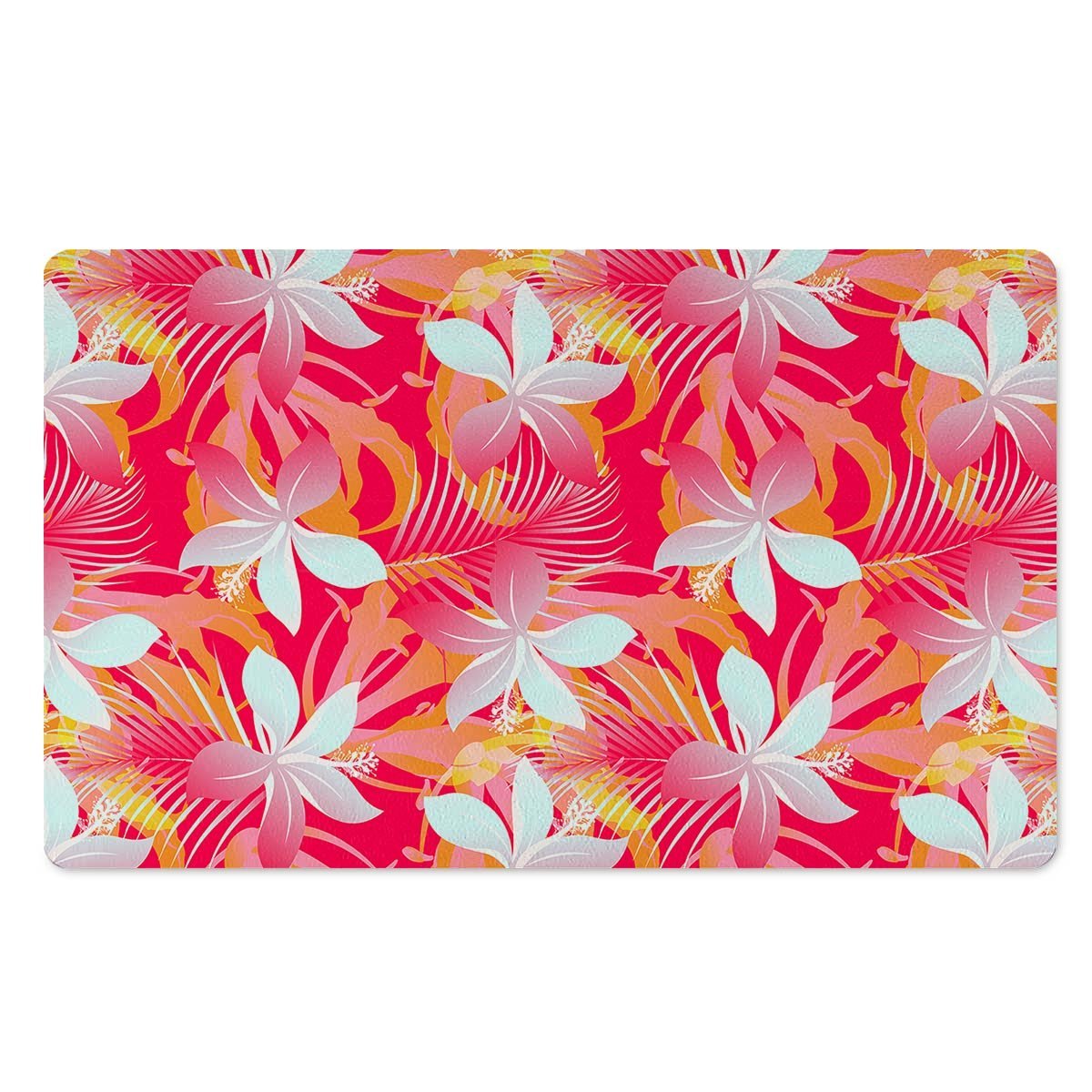 Red And Orange Hibiscus Hawaiian Print Door Mat-grizzshop