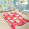 Red And Orange Hibiscus Hawaiian Print Floor Mat-grizzshop