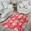 Red And Orange Hibiscus Hawaiian Print Floor Mat-grizzshop