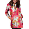 Red And Orange Hibiscus Hawaiian Print Hoodie Dress-grizzshop