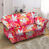 Red And Orange Hibiscus Hawaiian Print Loveseat Cover-grizzshop